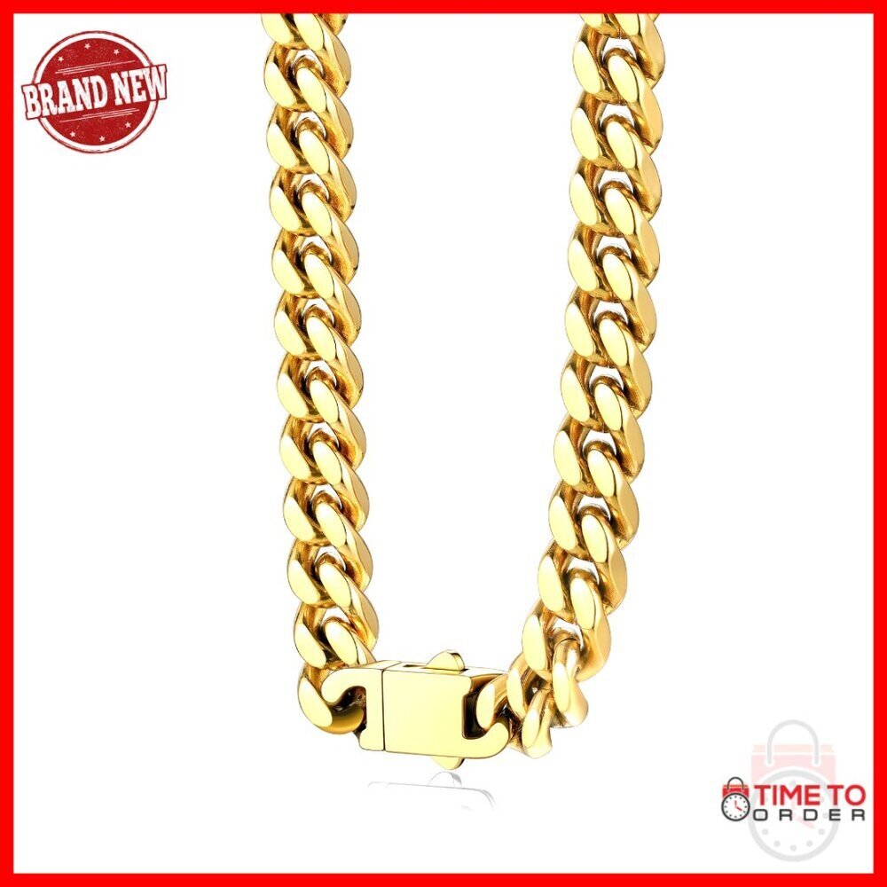 Stainless Steel Men's Cuban Link Chain Necklace, 5-12mm Wide, 18-30" Length